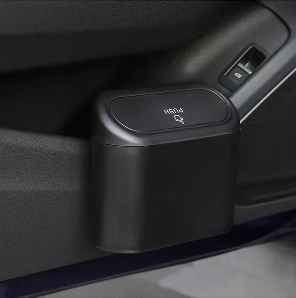 Car Portable Storage Box & Trash Can with Lid Waterproof Plastic 13 x 15 cm