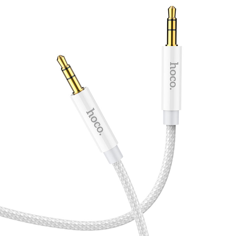 White audio cable with gold connectors