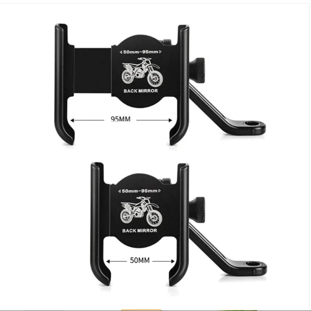 Motorcycle / Bicycle Phone Holder Rotatable Aluminium Black