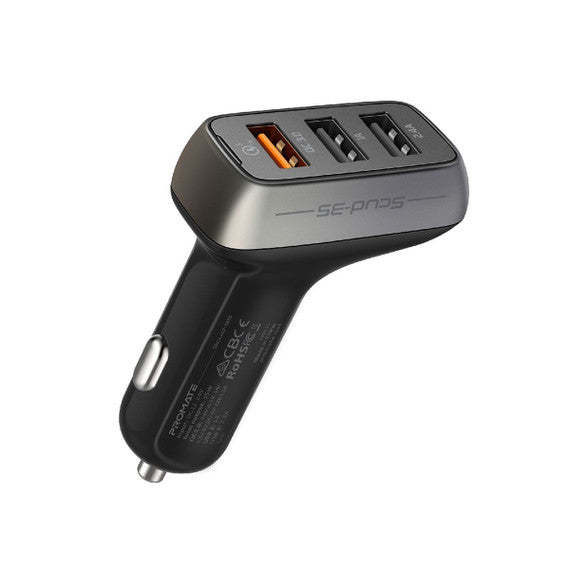 PROMATE Car 35W Quick Charger 3 USB Ports