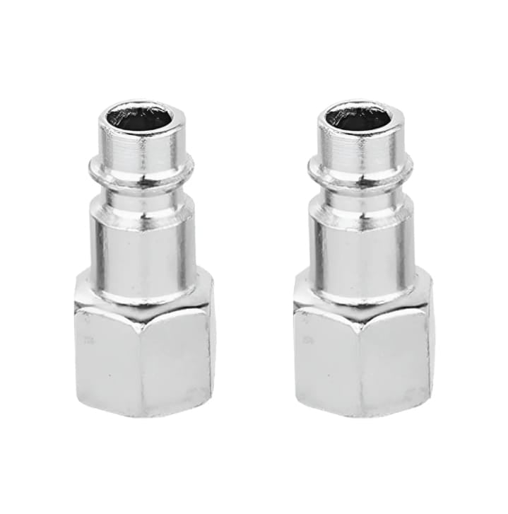 Two silver metal connectors