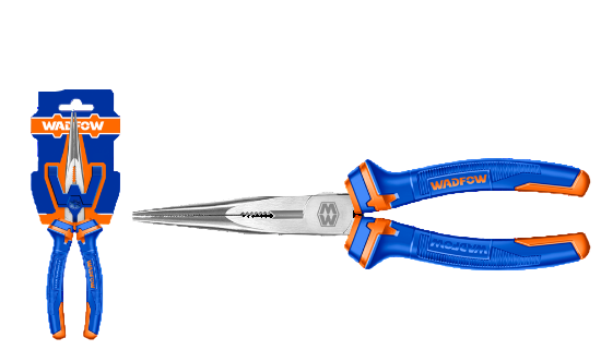Blue and orange pliers with packaging on a white background