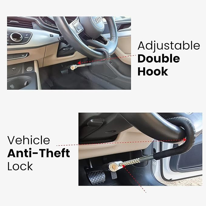 Steering Wheel to Brake Pedal Lock Car Anti Theft Adjustable