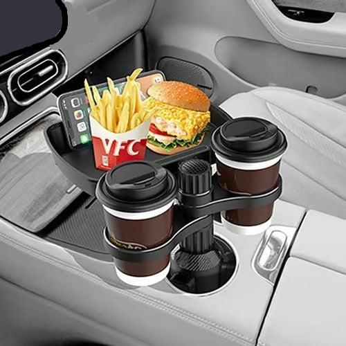Adjustable Car 2 Cup Holder & Food Tray W Swivel Base 360*