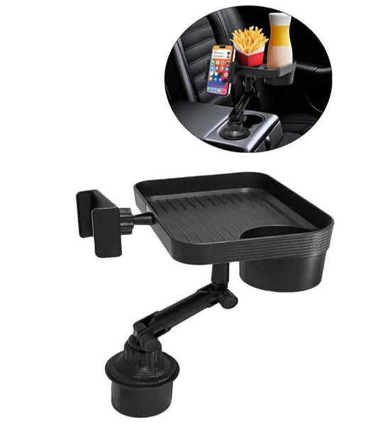 360* Rotating Universal Car Cup Holder + Tray + Cell Phone Stand