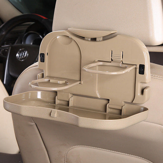 Car Back Seat Foldable Dining Tray Beige Multi function 15x26 cm