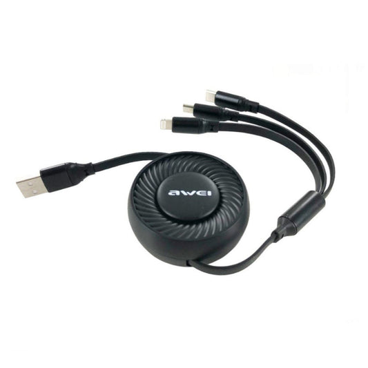 AWEI Retractable Telescopic 3in1 Data Cable Fast Charging 100 cm