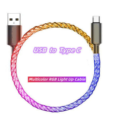Awei Super Fast Charger Data Cable USB to Type-C  RGB colors 100 cm