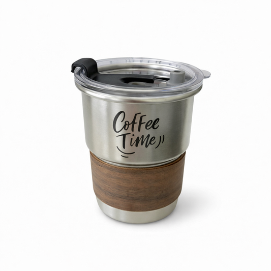 Smile Yalla Stainless Steel Tumbler with Wooden Handle
