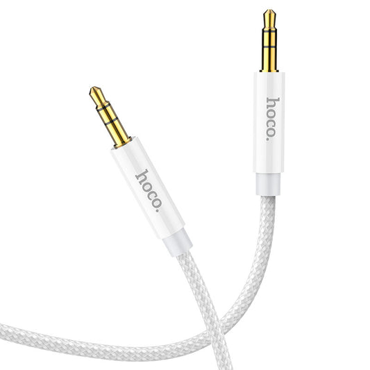 White audio cable with gold connectors 