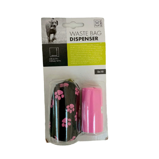 M Pets 15 Poop Bags + Dispenser Pink