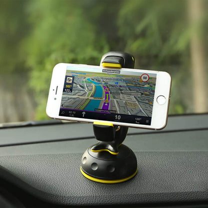 Phone mounted on a car dashboard 