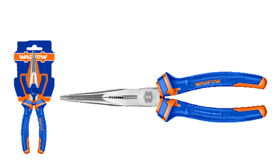 Blue and orange pliers with packaging on a white background