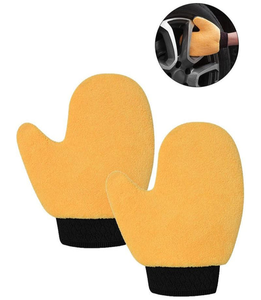 Waterproof Car Wash Gloves Coral Fleece Double Faced 2Pcs