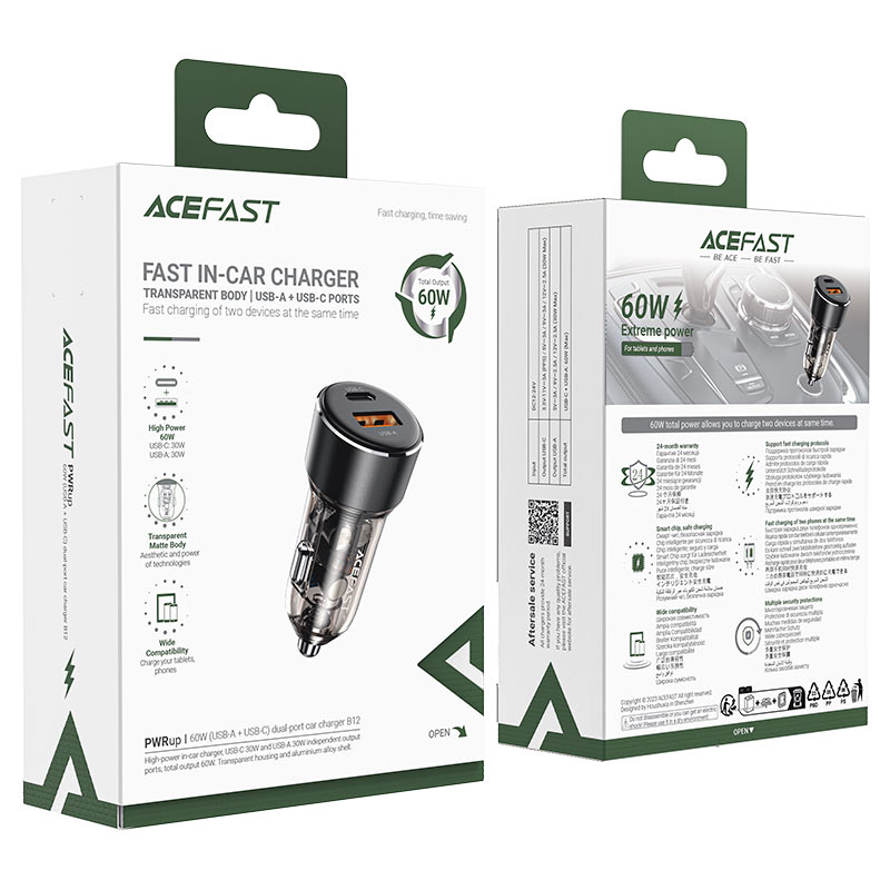 ACEFAST Car Fast Charger with USB-A & USB-C Ports