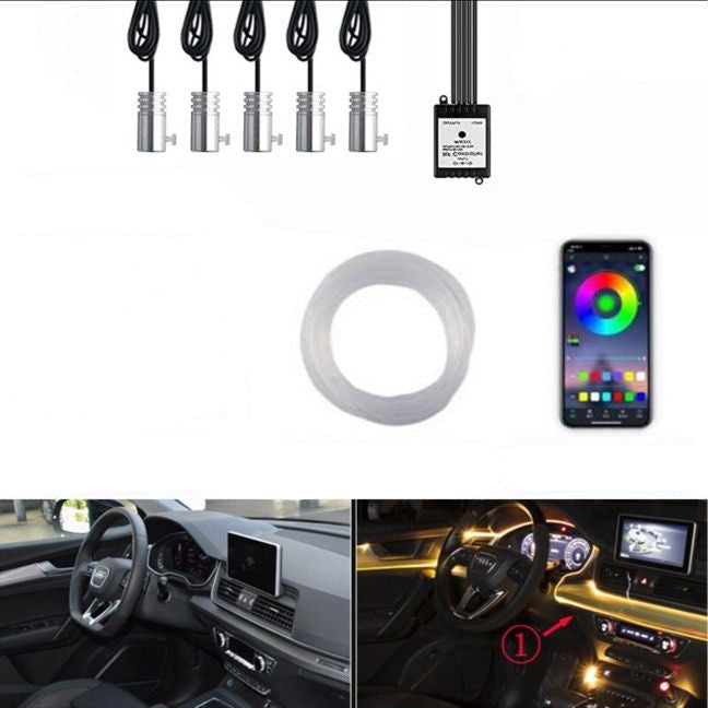 Car Mood: Light LED RGB Color & Sound Phone Control Multiple Modes 5 Lamps for Car Interior