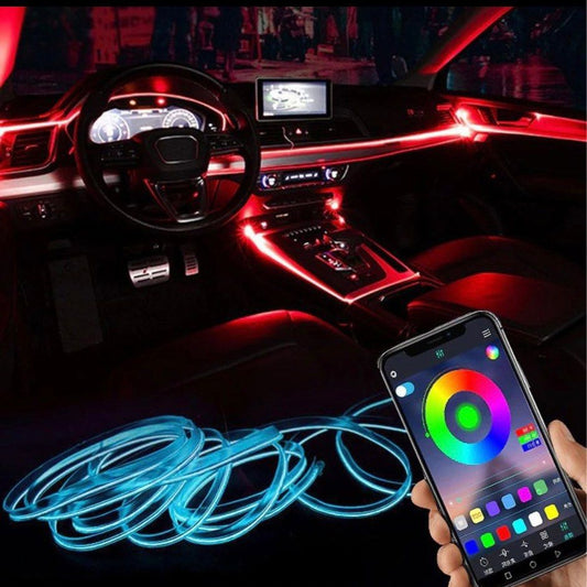 Car Mood: Light LED RGB Color & Sound Phone Control Multiple Modes 5 Lamps for Car Interior