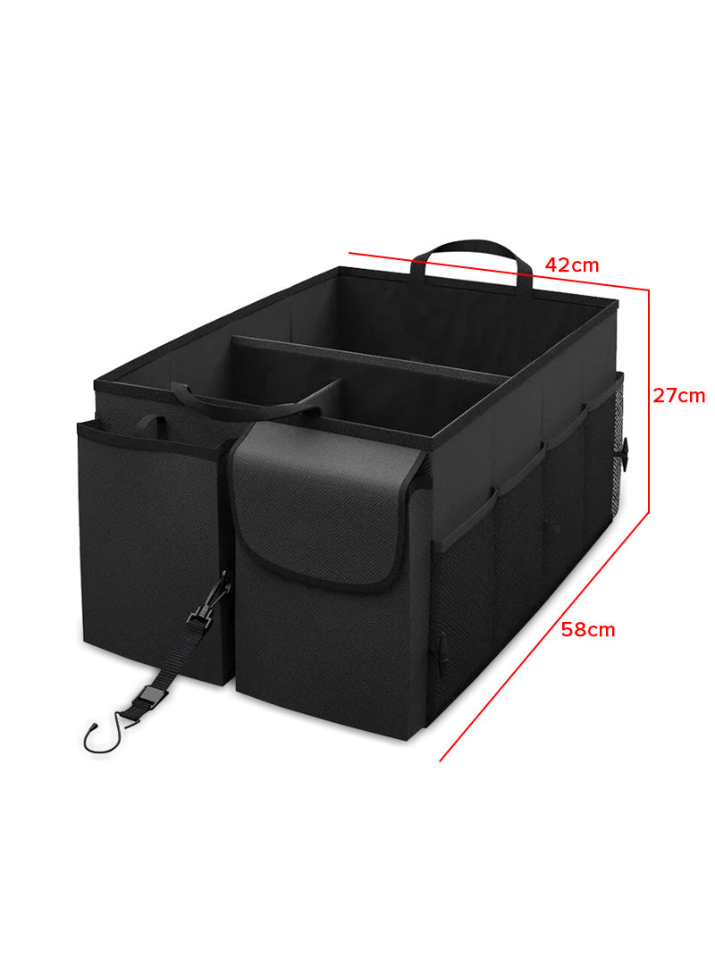 Car Trunk Storage Organizer Collapsible w 6 Interior Compartments & 10 Side Pockets 59x43x27 cm