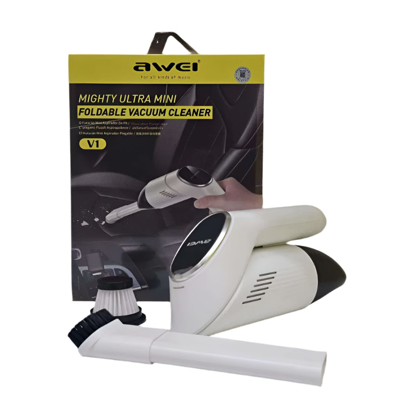 AWEI V1 White Mini Foldable Vacuum Cleaner Rechargeable + Accessories